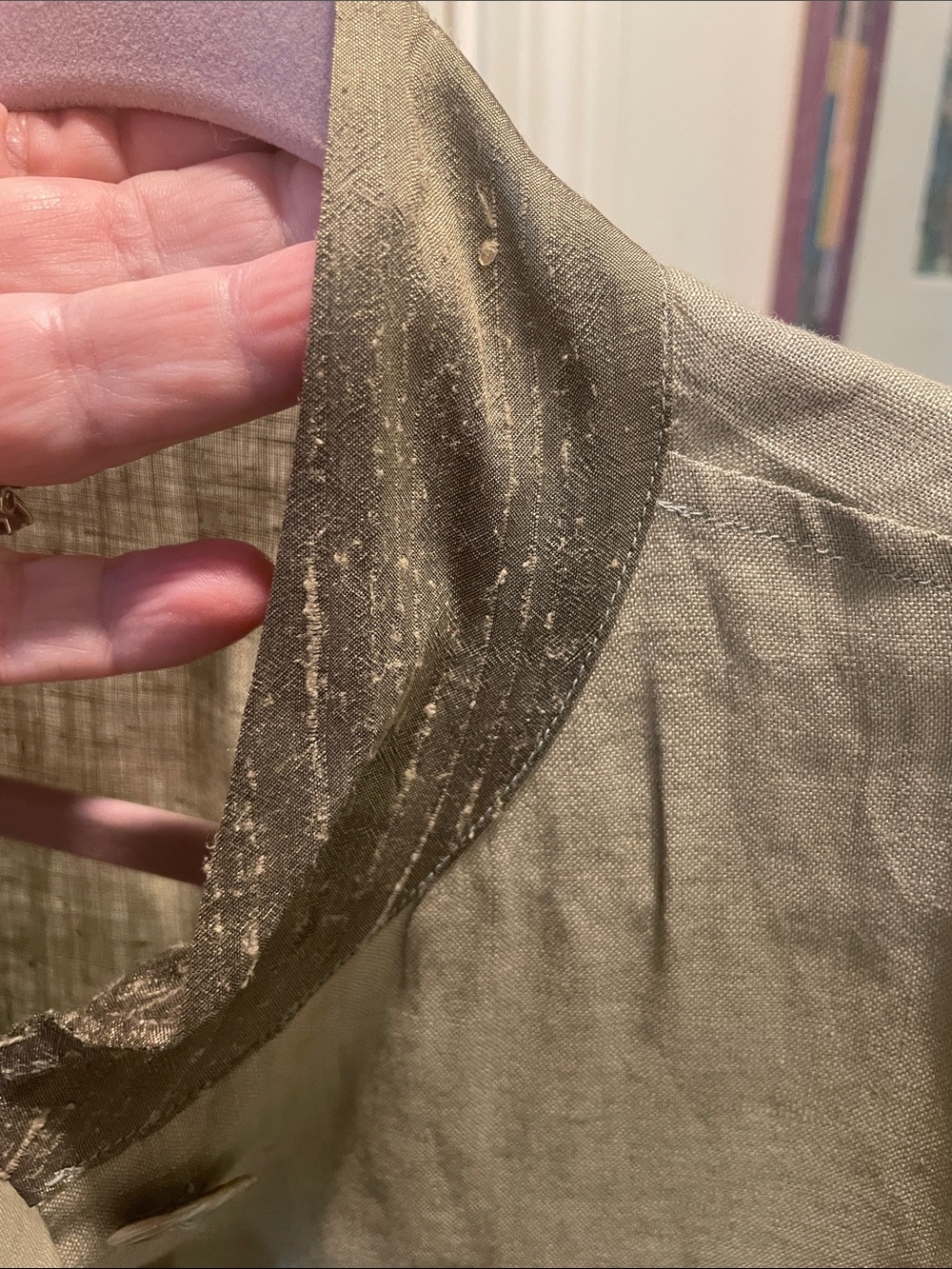 Designer Like High Quality Light Olive Green Shell Button-Front Tunic Top - Picture 8 of 14